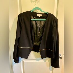 Philosophy Black Open Blazer with Decorative Gold Zippers, Women’s Size XL